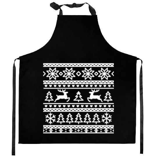 Festive Winter Wonderland Pattern Kitchen Aprons