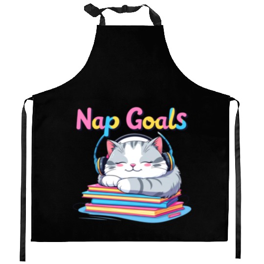 Cute Cat Nap Goals Design Kitchen Aprons