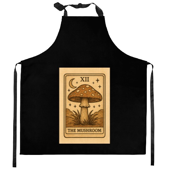 Mystic Mushroom Tarot Card Design Kitchen Aprons