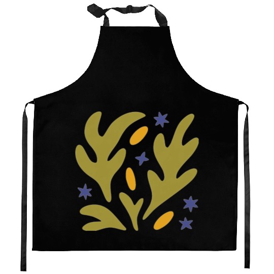 Earthy Leaves & Stars Graphic Kitchen Aprons