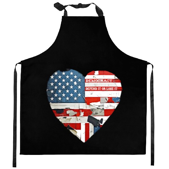 Democracy Defend It Or Lose It USA flag vintage  Kitchen Aprons