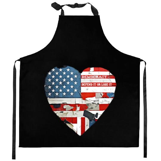 Democracy Defend It Or Lose It USA flag vintage  Kitchen Aprons