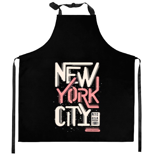 Urban New York City Typography Design Kitchen Aprons
