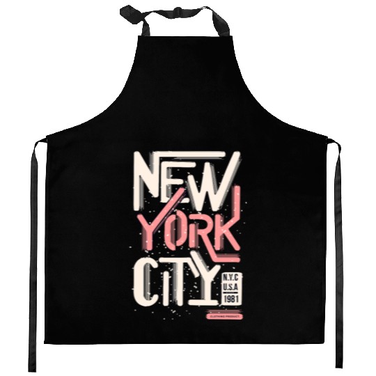 Urban New York City Typography Design Kitchen Aprons
