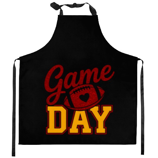 Game Day Football Kitchen Aprons Glitter Heart Cute Varsity