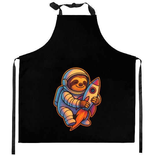Joyful Sloth Astronaut Rocket Scene Kitchen Aprons