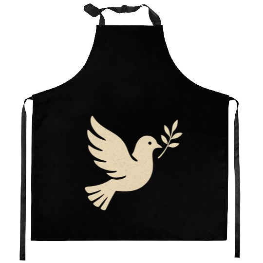 Elegant Dove with Olive Branch Design Kitchen Aprons