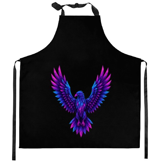 Vivid Blue-Purple Mythical Phoenix Kitchen Aprons