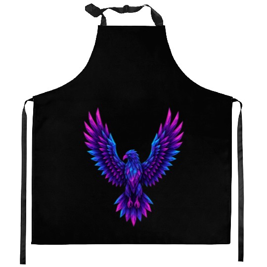 Vivid Blue-Purple Mythical Phoenix Kitchen Aprons