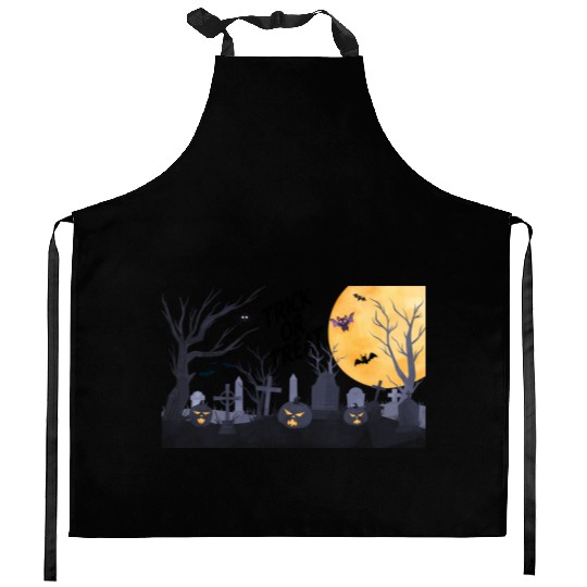 Trick-or-Treat Pumpkin Graveyard Kitchen Aprons