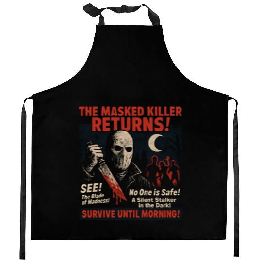 Masked Killer Returns Slasher Movie Poster Vintage Kitchen Aprons