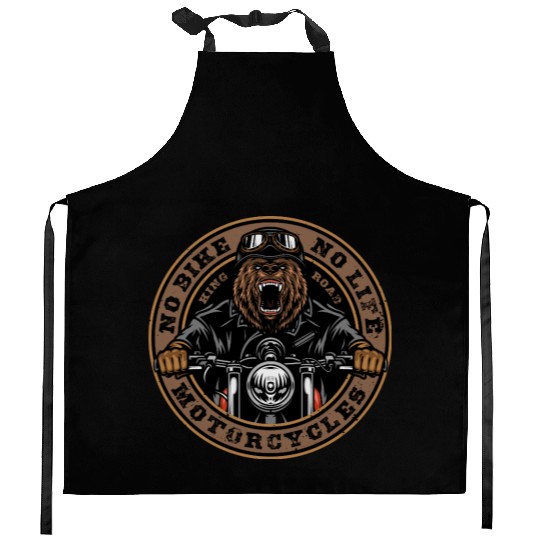 Roaring Bear Motorcycle Bike Life Kitchen Aprons
