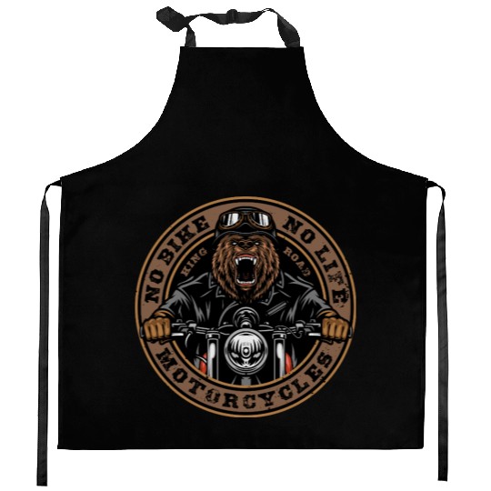 Roaring Bear Motorcycle Bike Life Kitchen Aprons