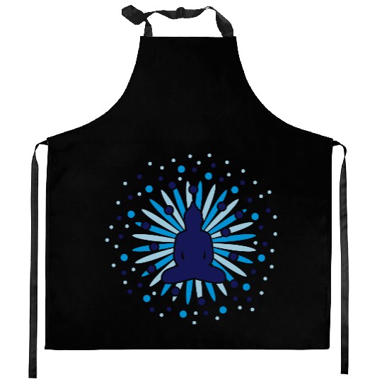 A Buddha mandala blossom Kitchen Aprons
