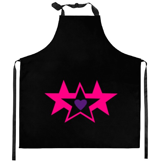 ♥★Lovely Heart Embraced by three Stars★♥ Kitchen Aprons