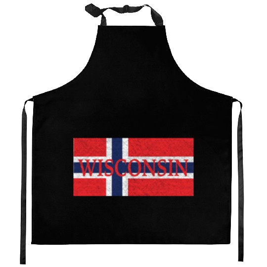 Wisconsin Norwegian Flag Kitchen Aprons
