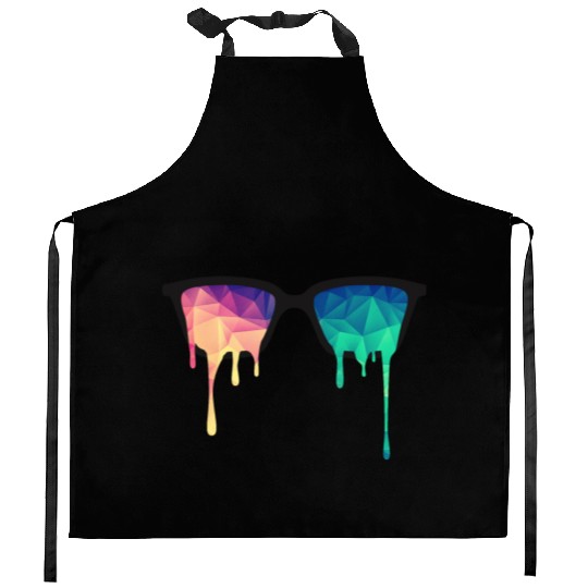 Abstract Psychedelic Nerd Glasses with Color Drops Kitchen Aprons