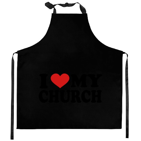 I Love my church Kitchen Aprons