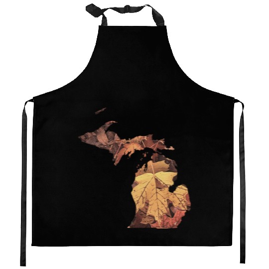 Michigan Autumn Fall Leaves Kitchen Aprons