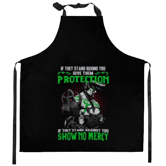 Warcraft-If they stand against you show no mercy Kitchen Aprons