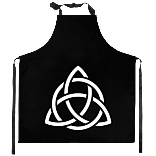 Triquetra circle interlaced irish white black Kitchen Aprons