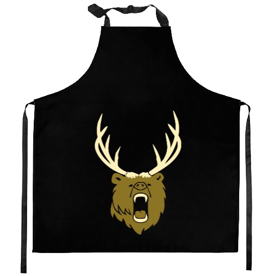The beer - Grizzly with antlers (2c) Kitchen Aprons