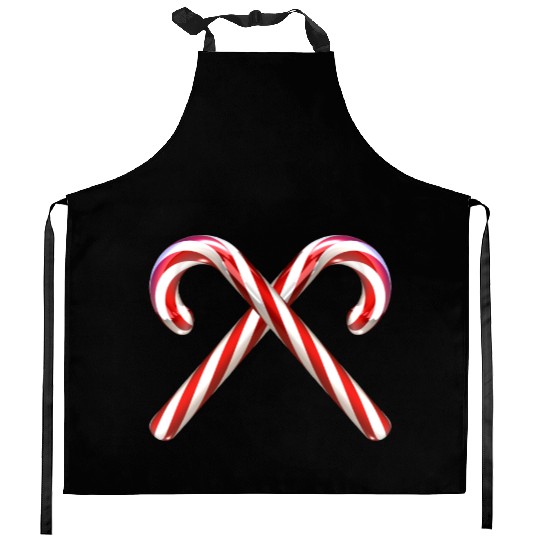 Crossed candy canes Kitchen Aprons