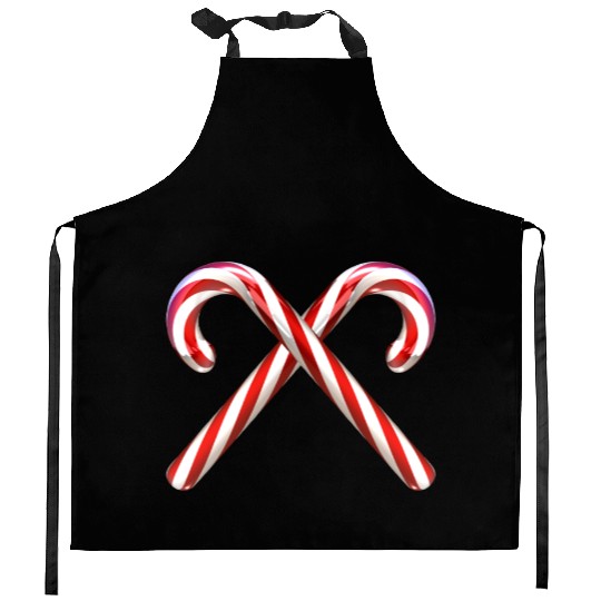 Crossed candy canes Kitchen Aprons