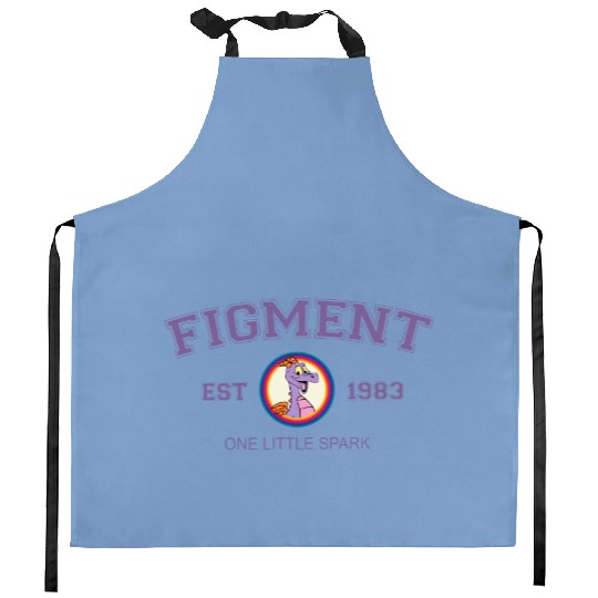 Disney Figment 2 Sided Print Kitchen Aprons Purple Dragon Kitchen Aprons , Figment Est 1983, One Little Spark Vintage Kitchen Aprons