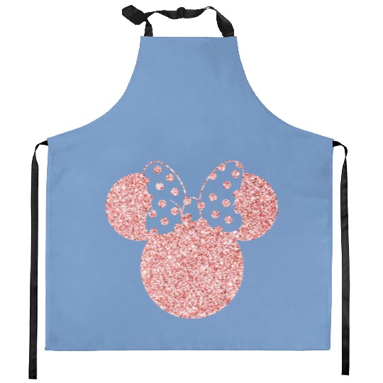 Disney Kitchen Aprons, Disney Ear Kitchen Aprons, Glitter Rose Gold Minnie