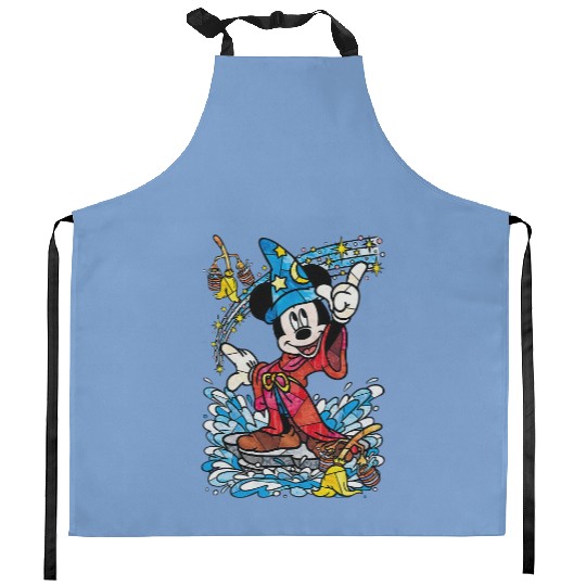 Disney Fantasia Sorcerer Mickey Mouse Magic Wizard Retro Kitchen Aprons, Magic Kingdom Kitchen Aprons Family Birthday Gift