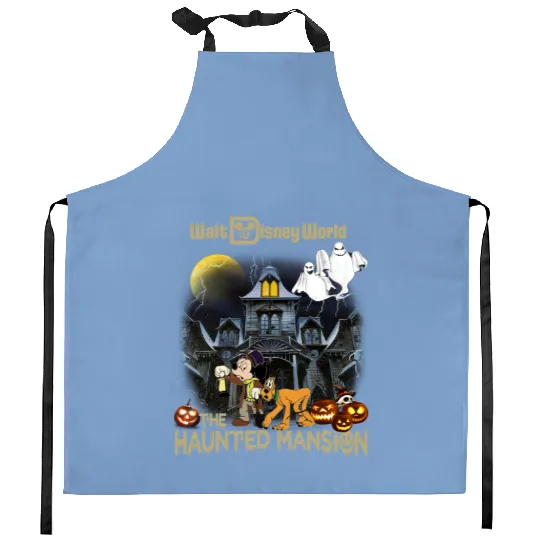 Vintage Haunted Mansion Kitchen Aprons, Disney Halloween Kitchen Aprons, Mickey Haunted Mansion Kitchen Aprons
