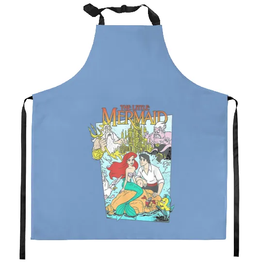 Disney The Little Mermaid Vintage Cover Graphic Kitchen Aprons, Retro 90s Disney Little Mermaid Kitchen Aprons