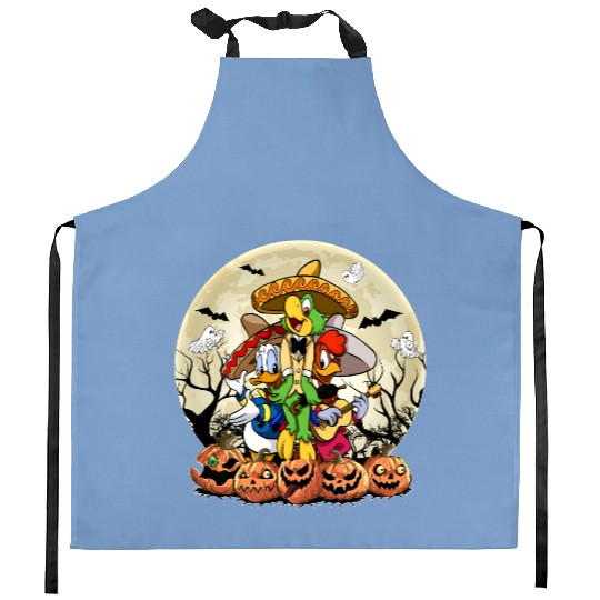 Retro Disney Three Caballeros Halloween Kitchen Aprons, WDW Halloween Party Matching Family Kitchen Aprons