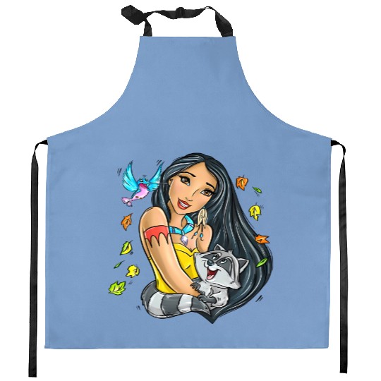 Disney Cute Pocahontas With Meeko And Flit Retro Kitchen Aprons