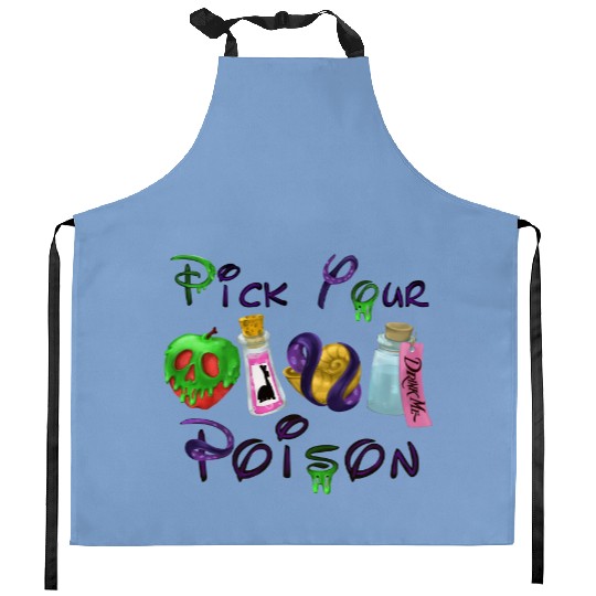 Pick Your Poison Kitchen Aprons, Disney Villain Kitchen Aprons, Halloween Kitchen Aprons
