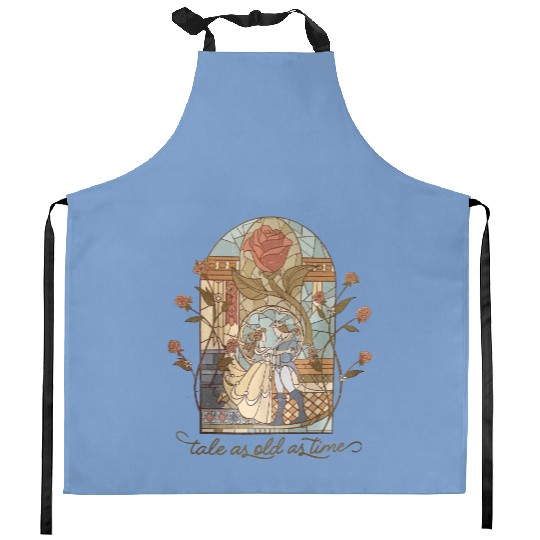 Vintage Tale as Old as Time  Kitchen Aprons, Retro Beauty and The Beast Unisex Kitchen Aprons, Disney Princess Belle Kitchen Aprons