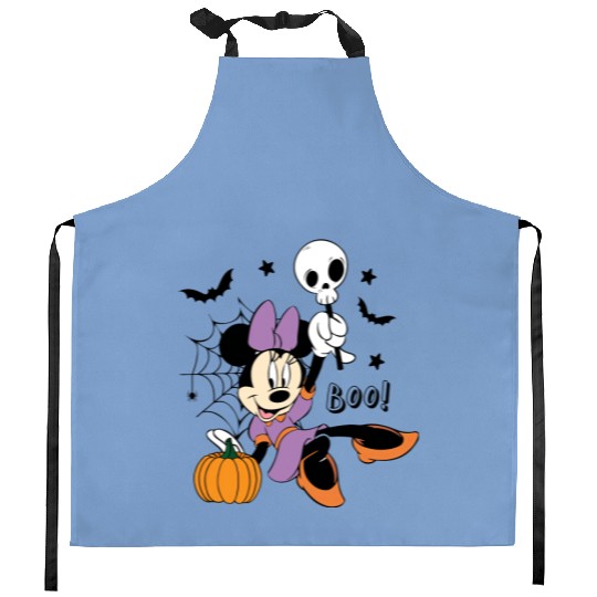 Kitchen Aprons, Minnie Spooky Season, Minnie Mouse Halloween Kitchen Aprons, Minnie Pumpkin Kitchen Aprons, Disney Spooky Kitchen Aprons