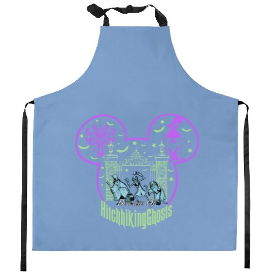 Beware Of Hitchhiking Ghosts Halloween Kitchen Aprons, Disney Haunted Mansion, Disney Halloween Kitchen Aprons