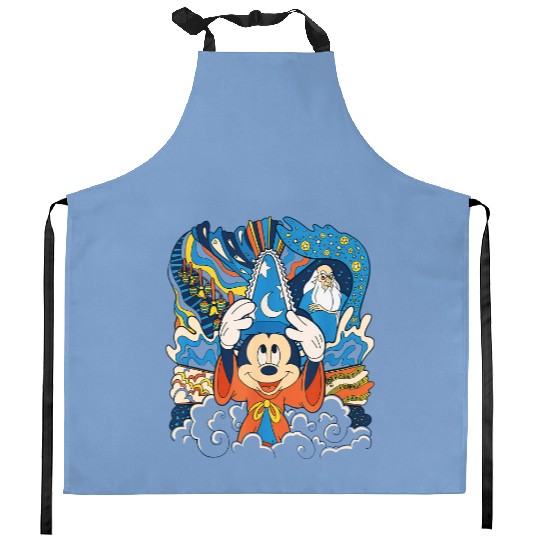 Disney Fantasia Sorcerer Mickey Stay Magical Kitchen Aprons, Fantastic Disney Hollywood Studio