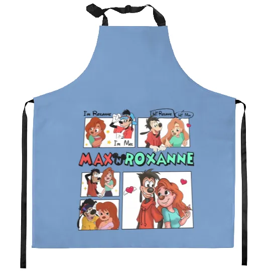 Disney A Goofy Movie Couples Kitchen Aprons, Max And Roxanne Kitchen Aprons