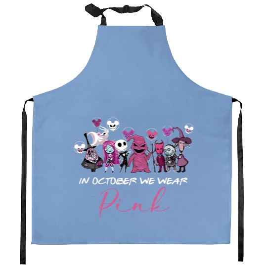 Disney Halloween Kitchen Aprons, In October We wear Pink, Oogie Boogie 2022