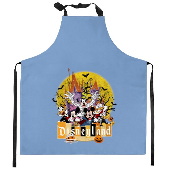 Retro Disneyland Halloween Vacation Kitchen Aprons, Mickey and Friends Halloween