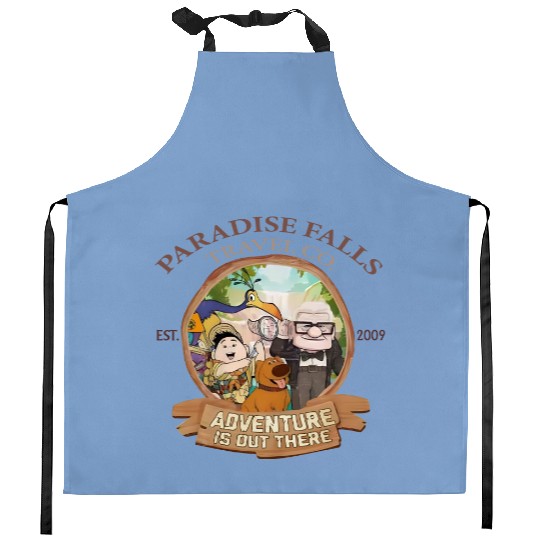 Disney Up Paradise Falls Est 2009 Travel Co. Kitchen Aprons, Adventure is out there Disney Up Kitchen Aprons