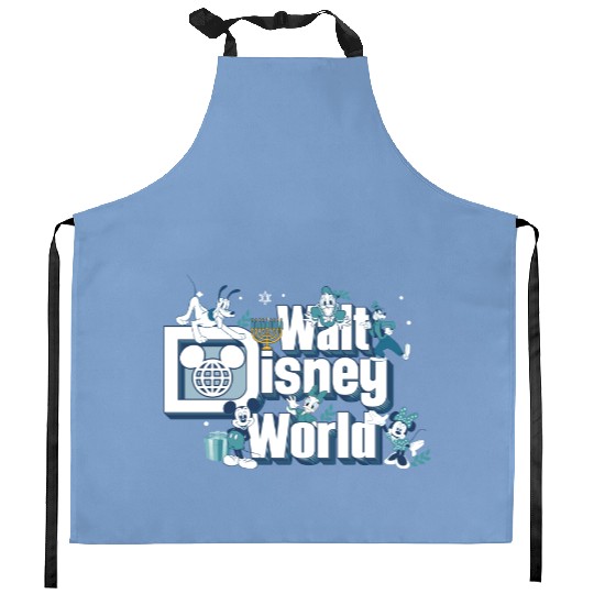 Mickey Friends Happy Hanukkah Kitchen Aprons, Disney Dreidel Menorah Kitchen Aprons