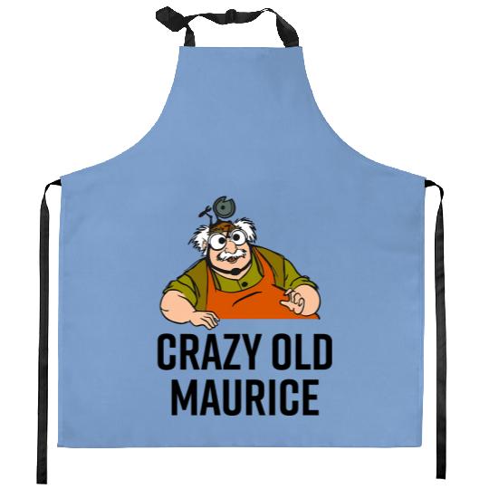 Beauty And The Beast Crazy Old Maurice Dad Kitchen Aprons, Funny Disney Dad Kitchen Aprons