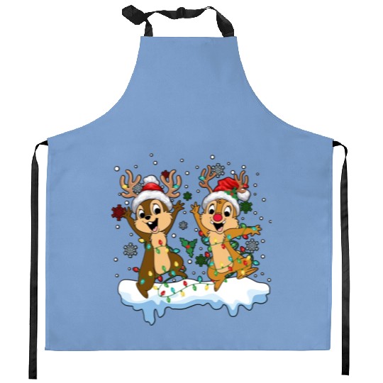 Disney Chip And Dale Christmas Kitchen Aprons, Cute Christmas Couples Kitchen Aprons