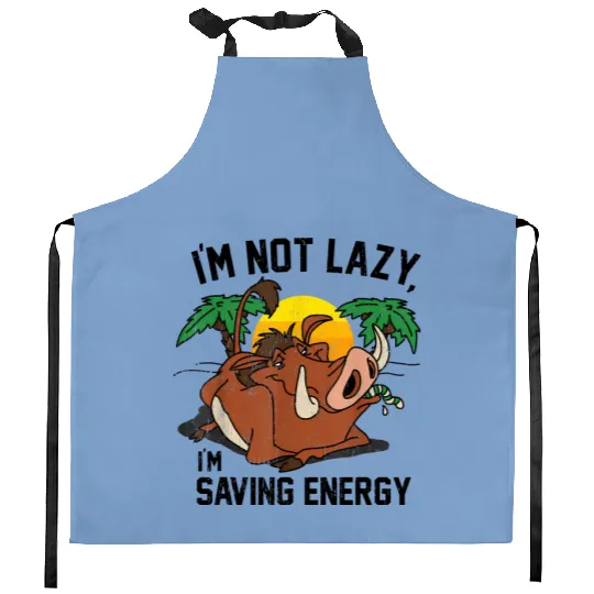 Discover I'm Not Lazy I'm Saving Energy Pumbaa Kitchen Aprons, Not Lazy Pumbaa Kitchen Aprons, Pumbaa Kitchen Aprons, Pumbaa Lion King Disney Kitchen Aprons