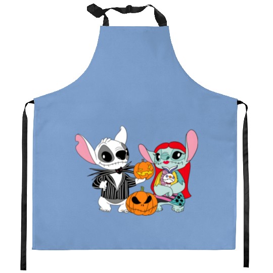 Disney Lilo and Stitch Anger Halloween Costume Jack Skellington and Sally Kitchen Aprons