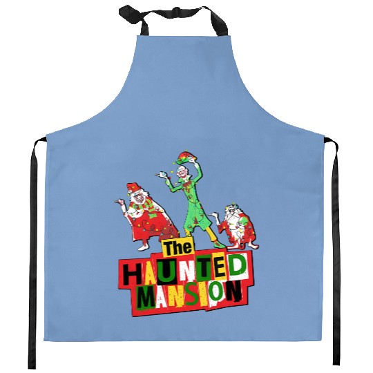 Vintage Disney Parks Hitchhiking Ghosts Christmas Lights Kitchen Aprons, The Haunted Mansion Christmas Kitchen Aprons